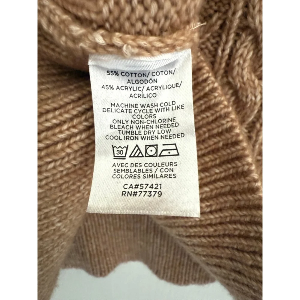 Women's Ann Taylor Brown Cable Knit Hoodie Sweater XXL